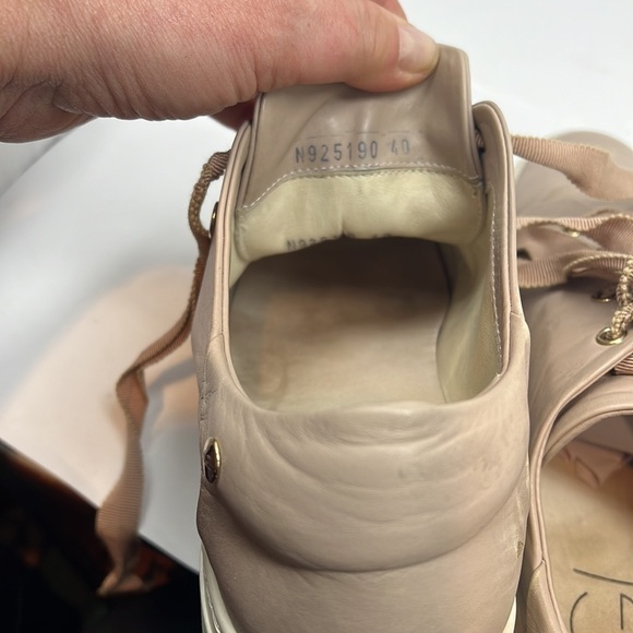 AGL Sz 40 Attilio Giusti Leombruni Blush/Beige Gold Studded Lace-Up Sneakers - Picture 11 of 12